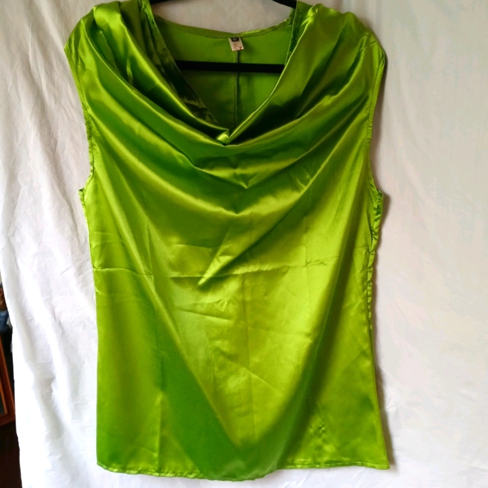 Green silk cowls neck blouse